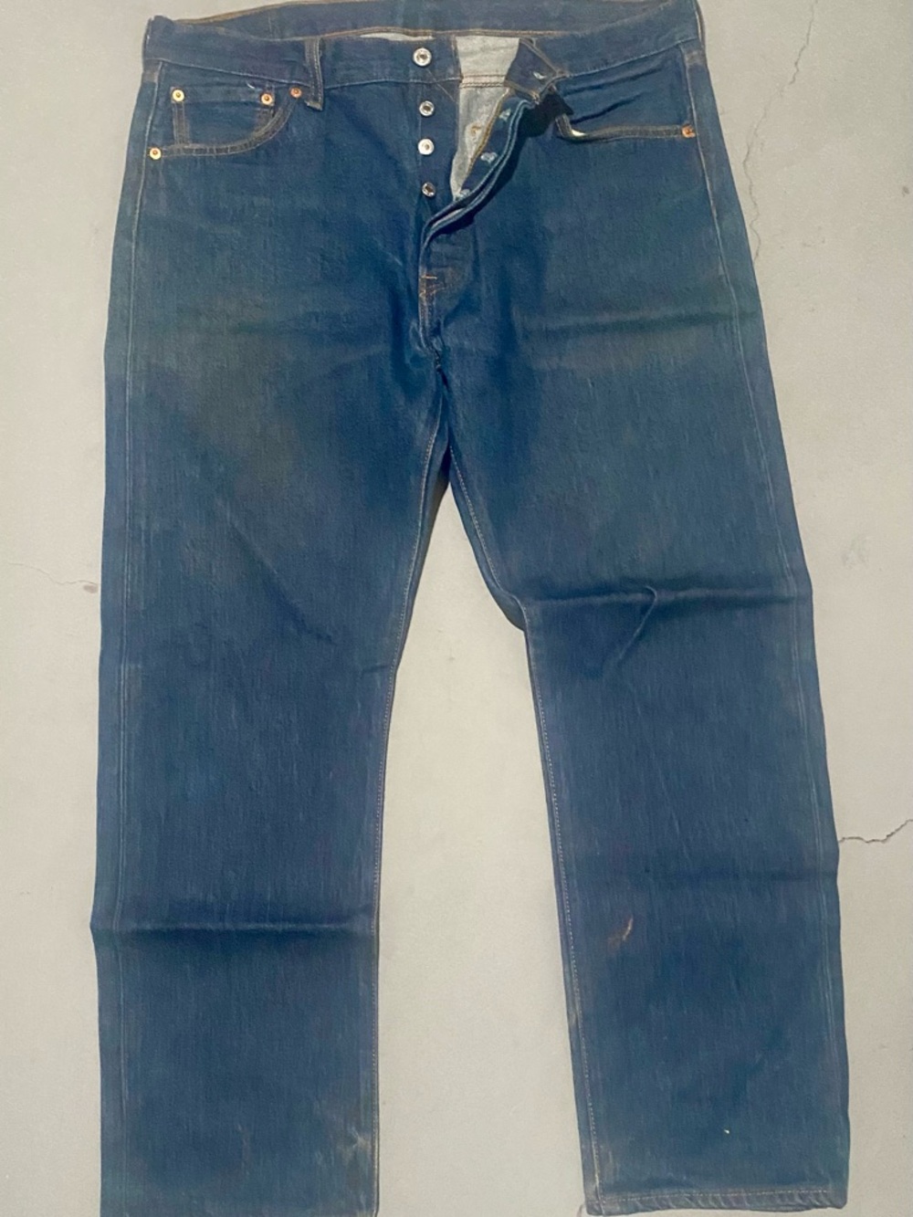 Levi's Straight-Leg 501 Dark Blue Denim Jeans